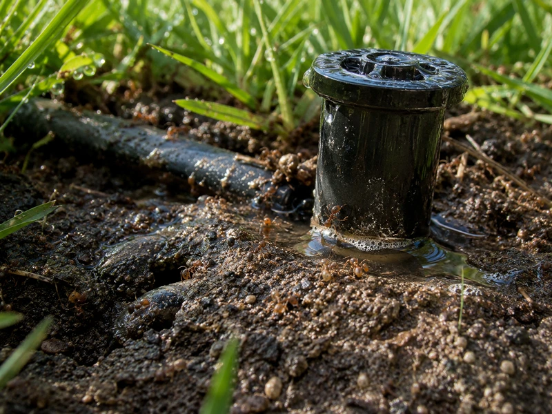 Activity around irrigation heads and underground pipes