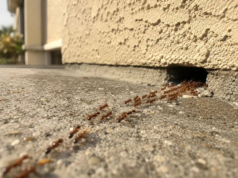 Trails entering through slab cracks and weep holes