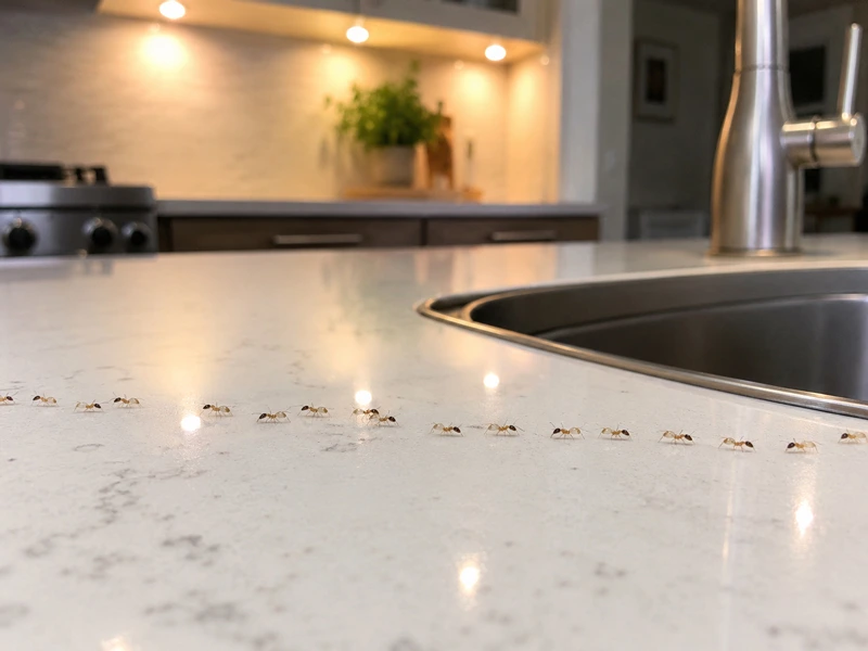 Faint trails across kitchen countertops and sinks