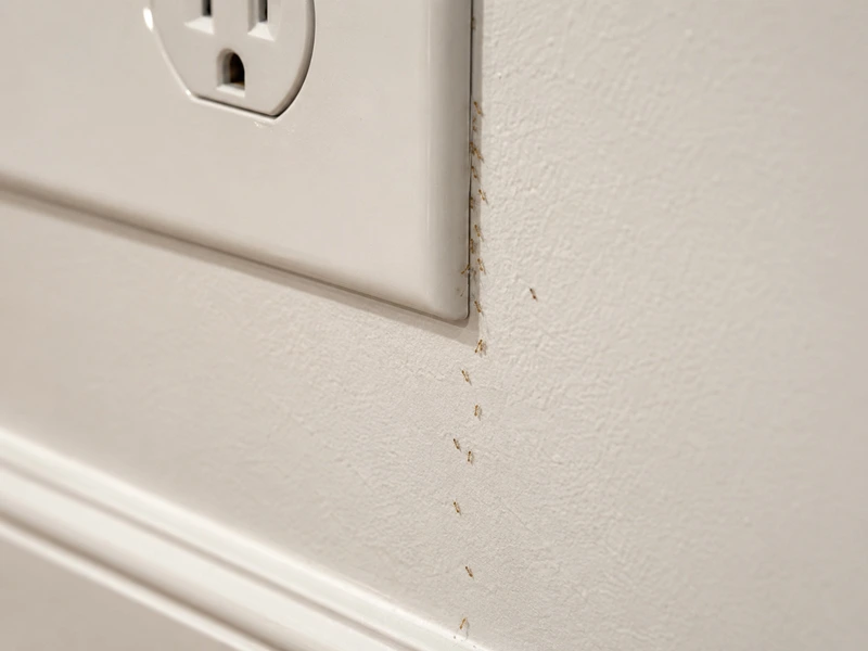 Trails emerging from electrical outlets and switches