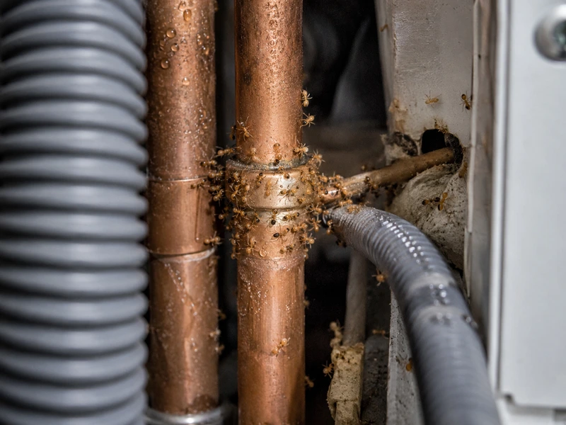 Activity near hot water pipes and warm appliances
