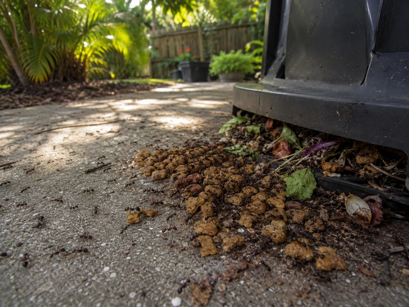Foraging around outdoor pet food and compost