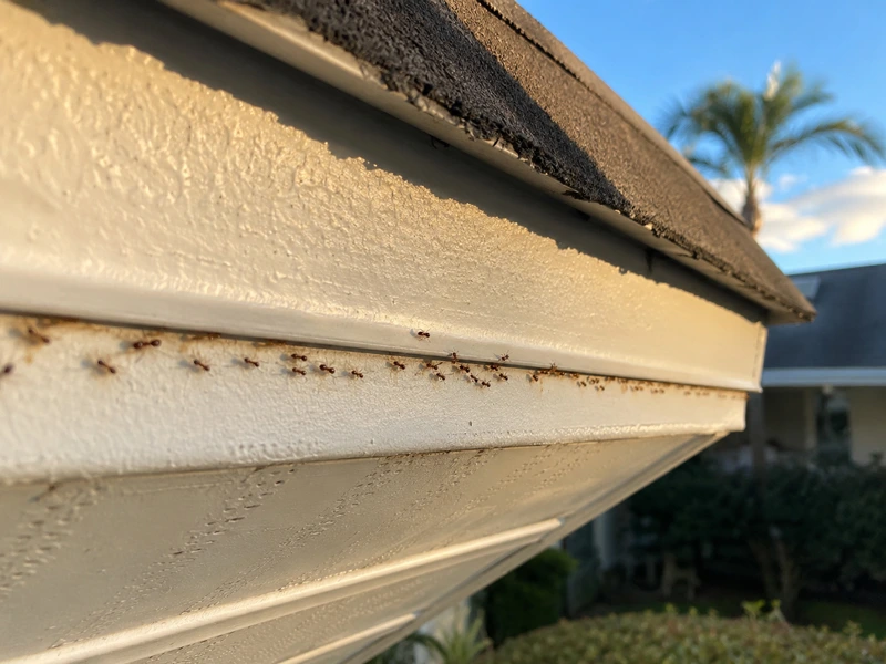 Trails along soffits and roofline edges
